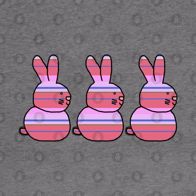 Three Easter Bunny Rabbits Hot Pink Bouquet Stripes by ellenhenryart